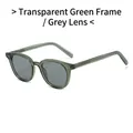 Retro sunglasses with transparent green frames and grey lenses for fashion street style - Transparent Green Frame Grey Lens