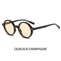 Lunettes de soleil rétro ovales Y2K avec monture noire et verres champagne - Monture Noire Verres Champagne