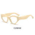 Occhiali anti-luce blu beige a occhio di gatto con montatura spessa geometrica trendy - Beige