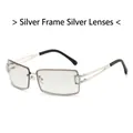 Lunettes de soleil Y2K sans monture carrée avec cadre argenté et verres argentés - Monture Argentée Verres Mercure Blanc