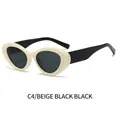 Gafas de sol retro de ojo de gato con montura beige y negra y lentes grises - Marco Beige Negro Lentes Gris Negro