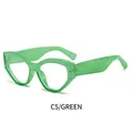Cat eye anti-blue light glasses with translucent green polygonal frames and metal hinges - Green