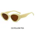 Occhiali da sole retrò cat-eye giallo gelatina con lenti marroni eleganti C6 - Montatura Gialla Gelatina Lenti Tè