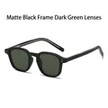 Classic matte black frame sunglasses with dark green lenses and silver accents - Sand Black Frame With Dark Green Trim