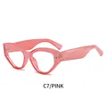 Chic pink polygon cat-eye blue light blocking glasses with transparent frame C7 - Pink