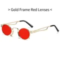 Retro round sunglasses with sleek gold metal frame and vibrant red lenses for women - Gold Frame Red Lenses