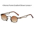 Retro round sunglasses with bronze frame and gradient tea lenses in steampunk style - Brushed Copper Frame Gradient Tea Lens