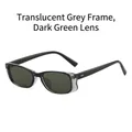 Retro rectangle sunglasses with transparent black-grey frame and dark green lenses - Transparent Black-Grey Frame Dark Green Lenses