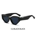 Occhiali da sole cat eye rétro con montatura nera spessa e lenti grigio scuro per street style - Montatura Nero Lucido Lente Grigio Nero (C1)