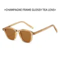 Lunettes de soleil de mode classiques avec monture champagne et verres marron - Monture Champagne / Verres Thé