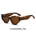 Occhiali da sole geometrici cat-eye retrò con montatura tartarugata e lenti tè - Montatura Tartaruga Lenti Tè (C2)