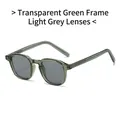 Lunettes de soleil classiques avec monture verte transparente et verres gris clair en vue - Monture Verte Transparente Verres Gris Clair
