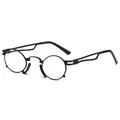 Vintage round black frame sunglasses with clear lenses and hollow temple design - Black Frame Clear Lenses