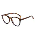 Retro oval tortoiseshell sunglasses with clear lenses and vintage metal rivets - Demi Frame Clear Lens