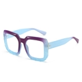 Chic square blue-purple gradient frame glasses with marble texture and gold accents - Purple Blue Frame