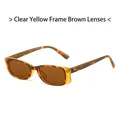 Retro rectangle sunglasses with transparent yellow frames and tortoiseshell temples - Transparent Yellow Frame Tea Lens