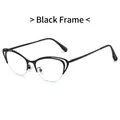 Montatura occhiali cat eye a mezza montatura in metallo nero con lenti anti-luce blu - Montatura Nera