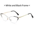 Montatura occhiali cat-eye bicolore bianco e nero con eleganti stanghette dorate - Montatura Bianco Nero