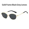 Occhiali da sole cat-eye retrò con montatura in metallo oro e lenti grigio scuro - Montatura Oro Nero Grigio
