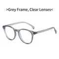 Trendy grey oval frame sunglasses with clear lenses and metallic rice nail details - Transparent Grey Frame Clear Lens
