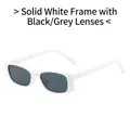 Retro small rectangular sunglasses with solid white frame and black grey lenses - Solid White Frame Black Grey Lens