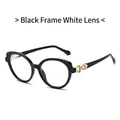 Retro round black frame glasses with clear lenses and golden wave temple detail - Black Frame Clear Lenses