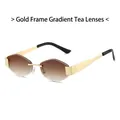 Retro randloze zeshoekige zonnebril met goud metalen frame en gradiënt thee-lenzen - Gouden Frame Gradiënt Thee Lenzen