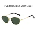 Occhiali da sole cat-eye retrò con montatura in metallo oro e lenti verde scuro chic - Montatura Oro Lente Verde Scuro