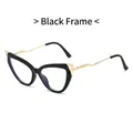 Occhiali cat-eye con montatura nera e stanghette in metallo dorato a onde - Montatura nero lucido