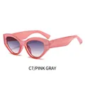 Chic cat eye sunglasses with translucent pink frames and gradient gray lenses - Pink Frame Grey Gradient Lens (C7)