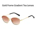 Cat eye sunglasses with gold metal frame and gradient tea lenses for a vintage look - Gold Frame Gradient Tea Lens
