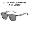Square polarized sunglasses featuring transparent grey frames and dark grey lenses - Translucent Grey Frame Grey Lens