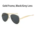 Classic gold frame aviator sunglasses with black grey lenses and minimalist design - Gold Frame Black Grey