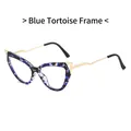 Montatura cat-eye tartarugata blu con stanghette ondulate in metallo dorato da donna - Montatura Tartarugata Blu