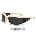 Occhiali da sole sportivi Y2K beige polarizzati con lenti grigio scuro e aste traforate - Montatura Beige Lenti Grigie