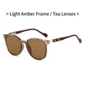 Lunettes soleil vintage avec monture thé clair, verres bruns et branches bois - Monture Thé Clair Verres Thé