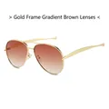 Classic pilot sunglasses with gold metal frame and gradient brown lenses - Gold Frame Gradient Tea Lens