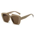 Fashionable square sunglasses with coffee brown frame and tea tinted lenses for outdoor use - Coffee Frame Tea Lens
