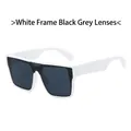 Modern oversized white frame sunglasses with dark gray lenses for a stylish trendy look - White Frame Dark Grey Lens