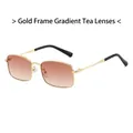 Classic gold frame sunglasses with gradient tea lenses in a retro square design - Gold Frame Gradient Tea Lens
