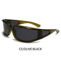 Y2K Sport Polarisierte Sonnenbrille mit olivgrünem transparentem Rahmen und grauen Gläsern - Olivgrüner Rahmen Schwarzgraue Linsen