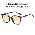 Lunettes de soleil rondes oversize avec monture noire brillante et verres orange - Monture Noir Brillant Verres Dégradés Orange