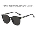 Lunettes de soleil rondes oversize avec monture noir brillant et verres gris - Monture Noire Verres Noir Gris