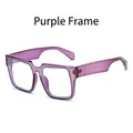 Stylish purple translucent square frame sunglasses for women with UV protection - Purple Frame Clear Lens