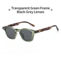 Retro small square sunglasses with transparent green frames and grey lenses - Transparent Green Frame Grey Lens