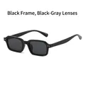 Classic rectangular sunglasses featuring black frames and dark grey lenses for fashion - Black Frame Black Grey Lens