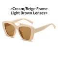 Fashionable oversized double bridge sunglasses with beige frame and light tea lenses - Beige Frame Light Tea Lens