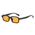 Classic retro square sunglasses featuring a black frame with vibrant orange lenses - Black Frame Orange Lens