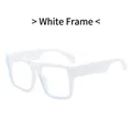 Stylish oversized square frame sunglasses with a modern white frame design - White Frame White Lens