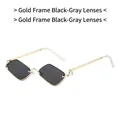 Lunettes de soleil losange en métal avec monture dorée et verres gris foncé style rétro - Monture Or Noir Gris